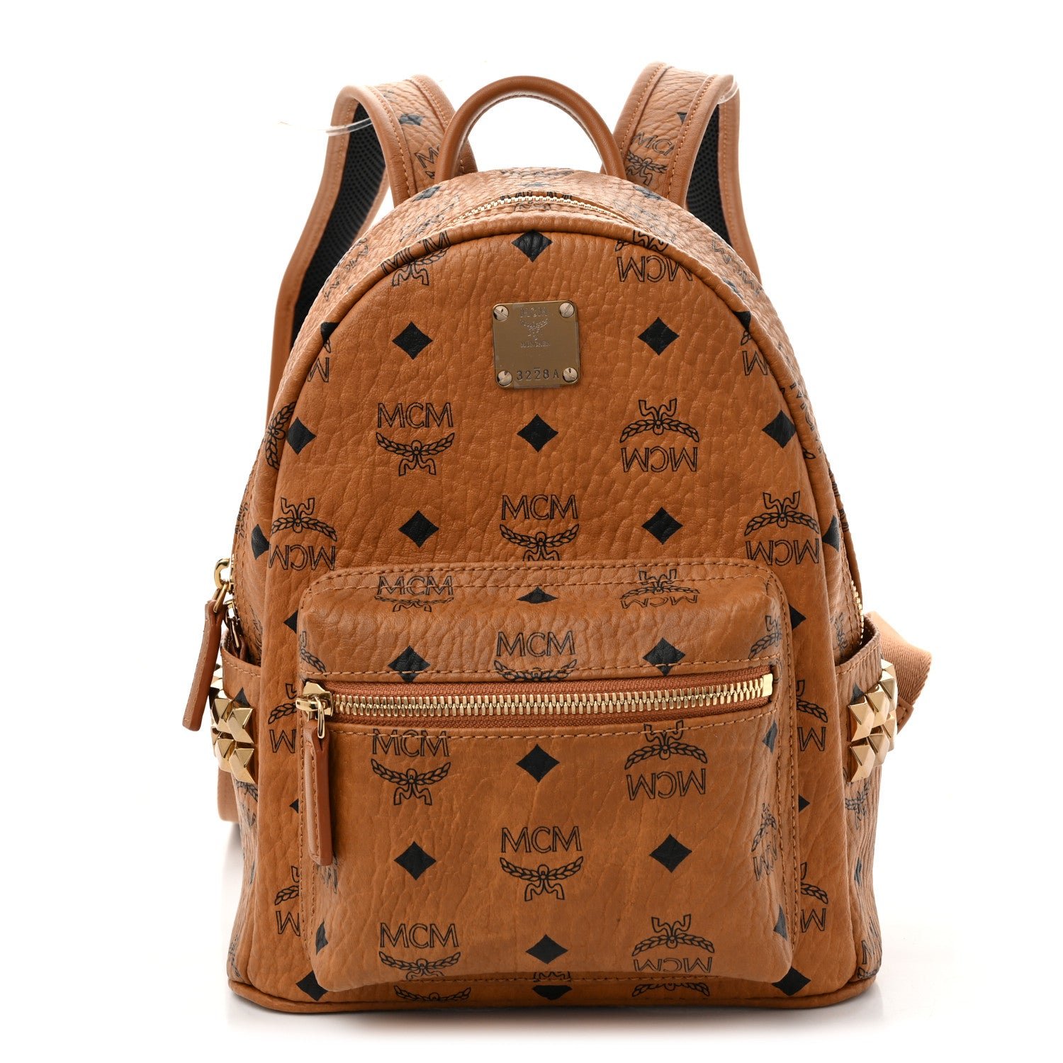 MCM Visetos Side Stud Mini Stark Backpack Cognac