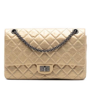 Calf Leather Quilted Metallic Aged Calfskin Reissue 2.55 Double Flap