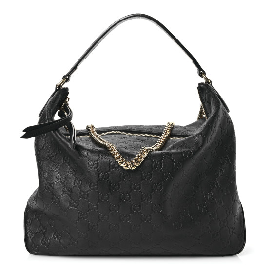 Gucci Guccissima Signature Large Linea A Hobo Black