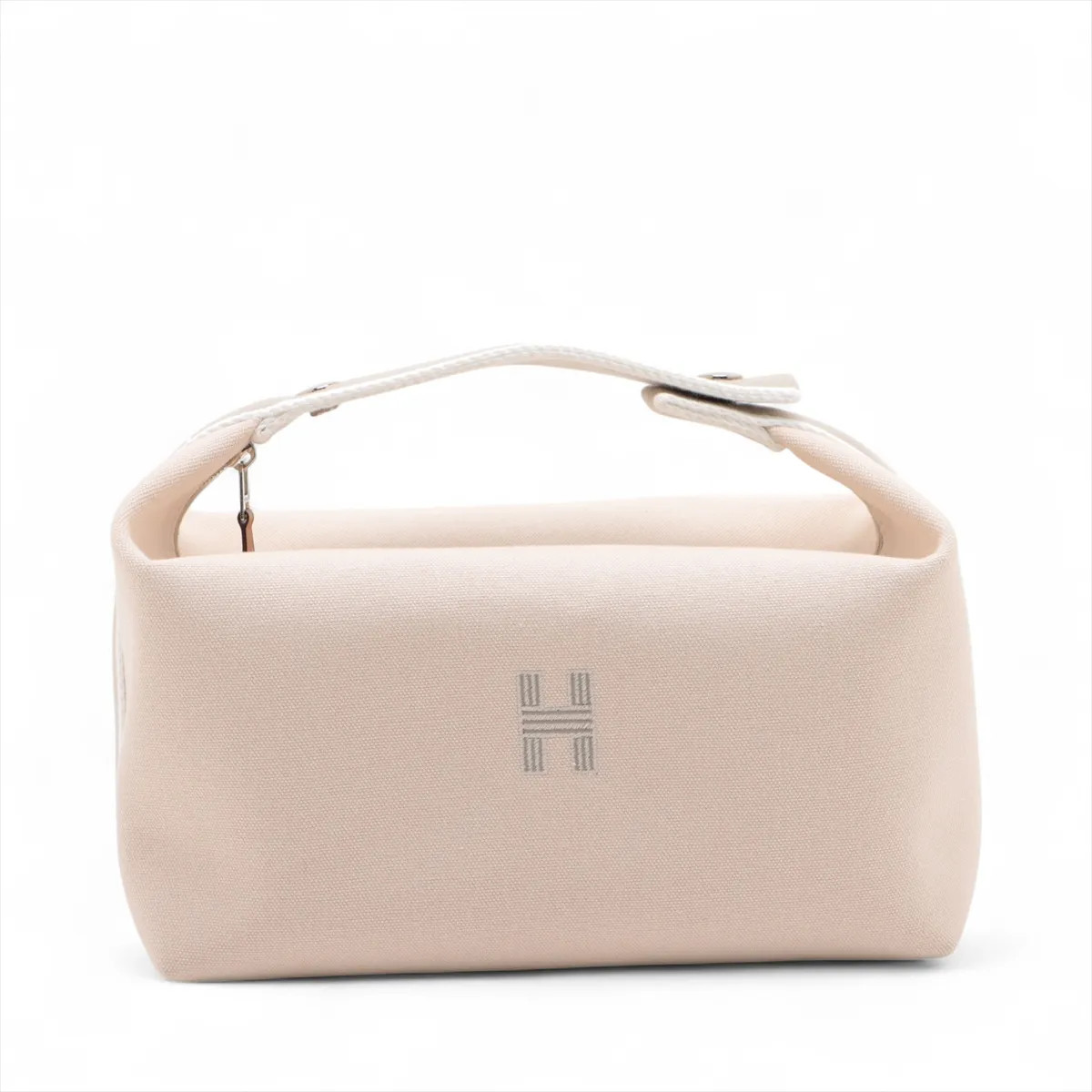 Hermès Brid A Black GM canvas Beige Silver Metal Fittings