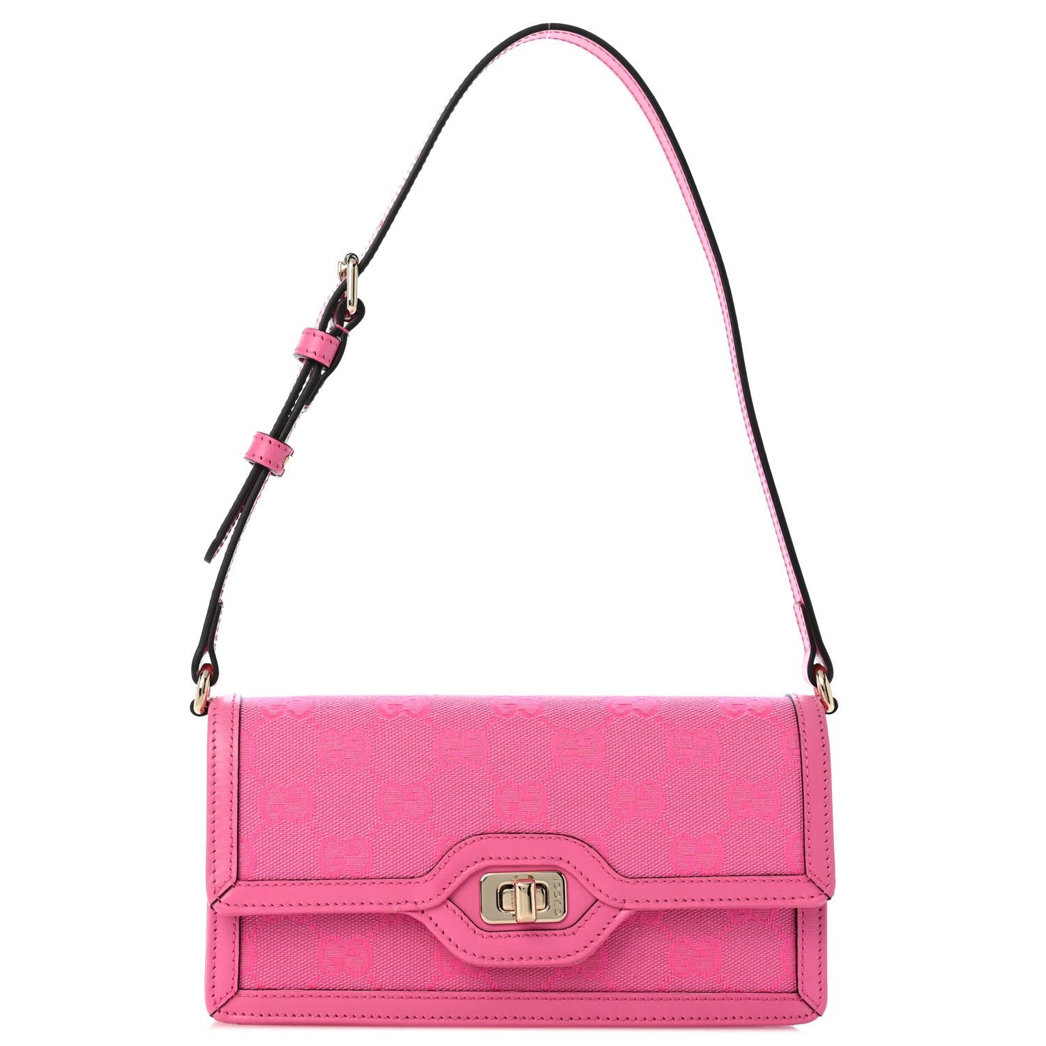 Gucci GG Monogram Scratch Lux Calfskin Mini Luce Shoulder Bag Rose Dark Blossom