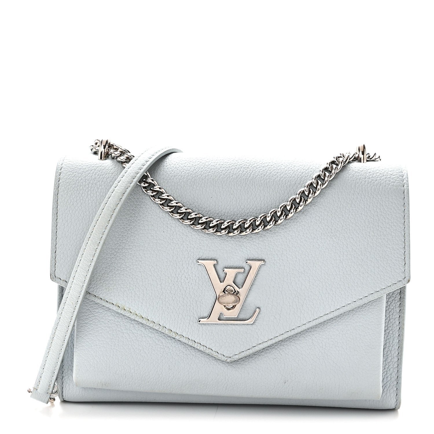 Louis Vuitton Soft Calfskin Mylockme Chain Bag BB Olympe Blue