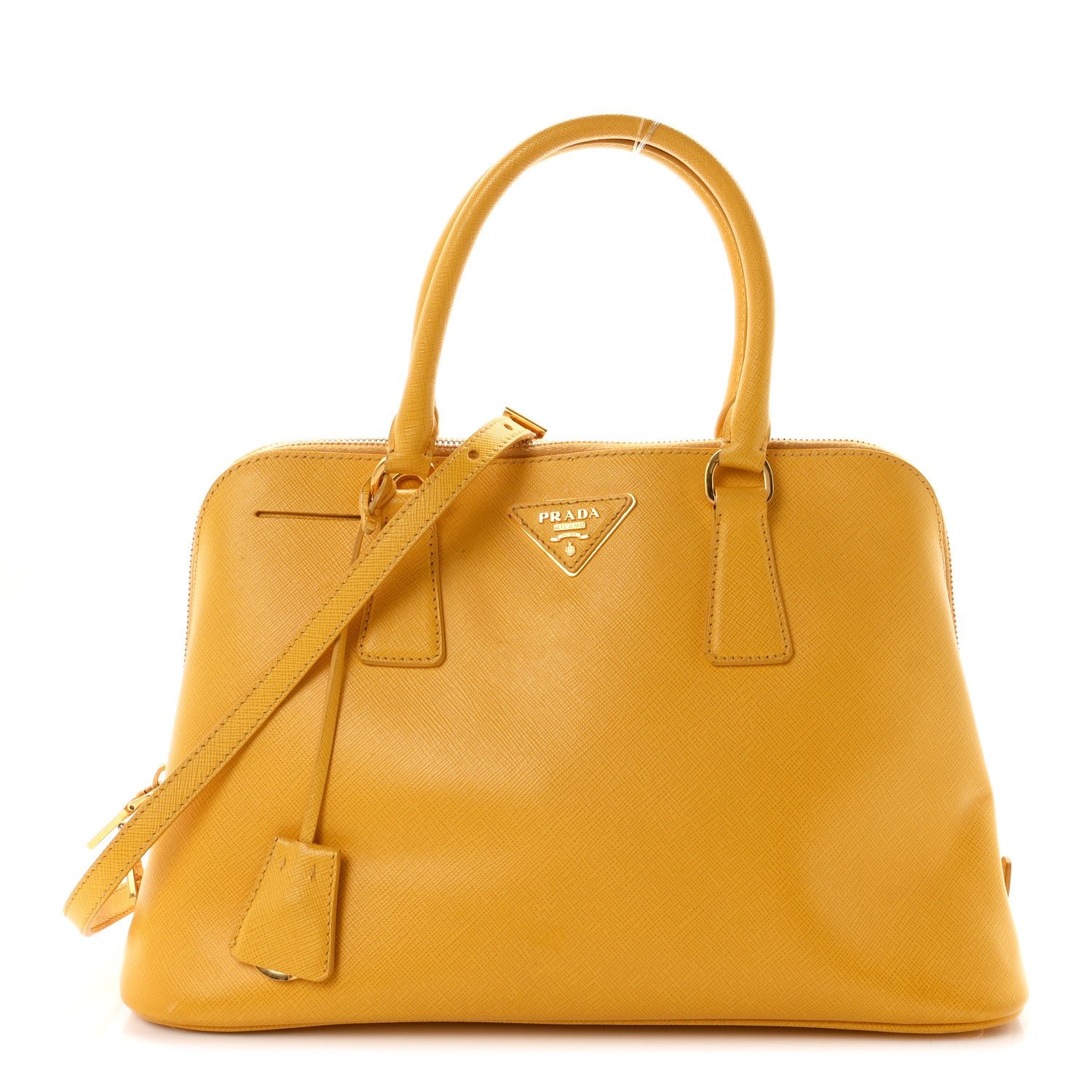 Prada Saffiano Lux Medium Promenade Tote Mimosa
