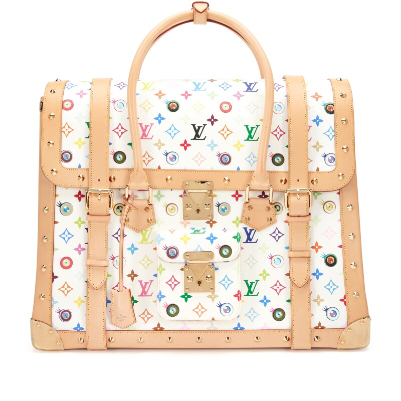 Louis Vuitton Takashi Murakami White Multicolore Eye Dare You Sac Gigantic Overnight Bag Gold Hardware, 2003
