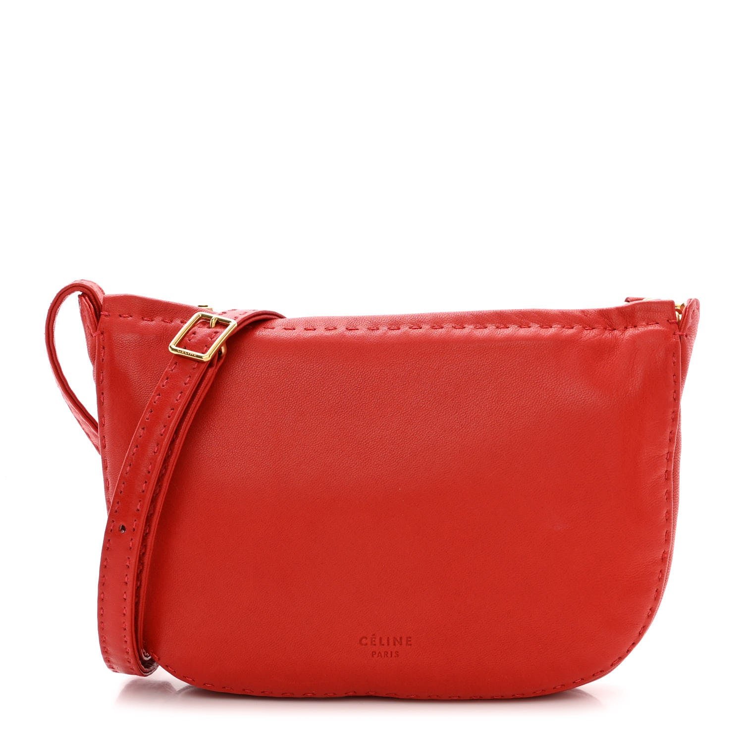 Celine Soft Lambskin Mini Croissant Pouch Crossbody Bag Alizarin