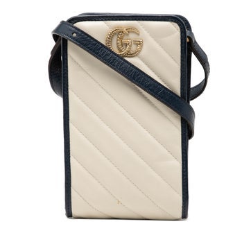 Calf Leather GG Marmont Matelasse Diagonal Calfskin Torchon Phone Holder Crossbody