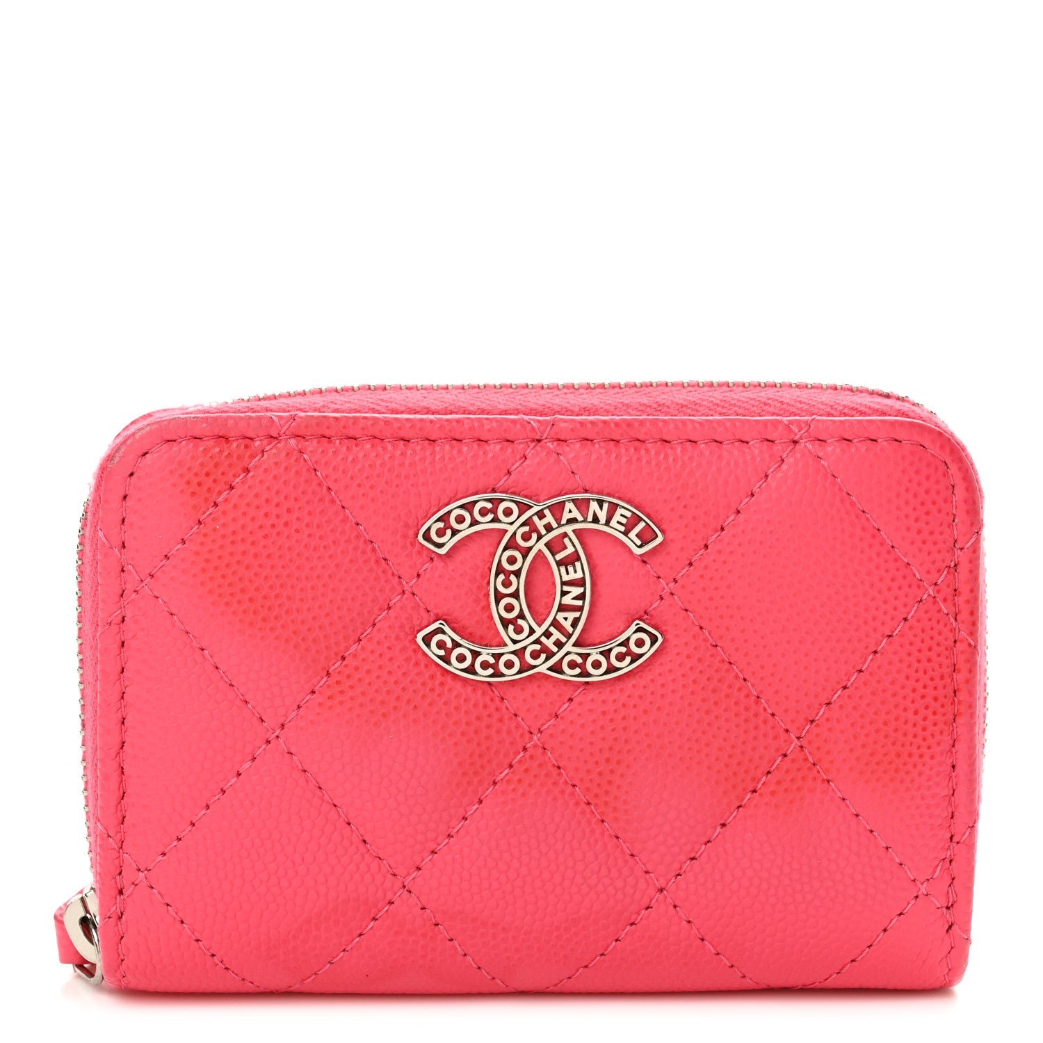 Chanel Caviar Quilted CC Zip Coin Purse Fuchsia