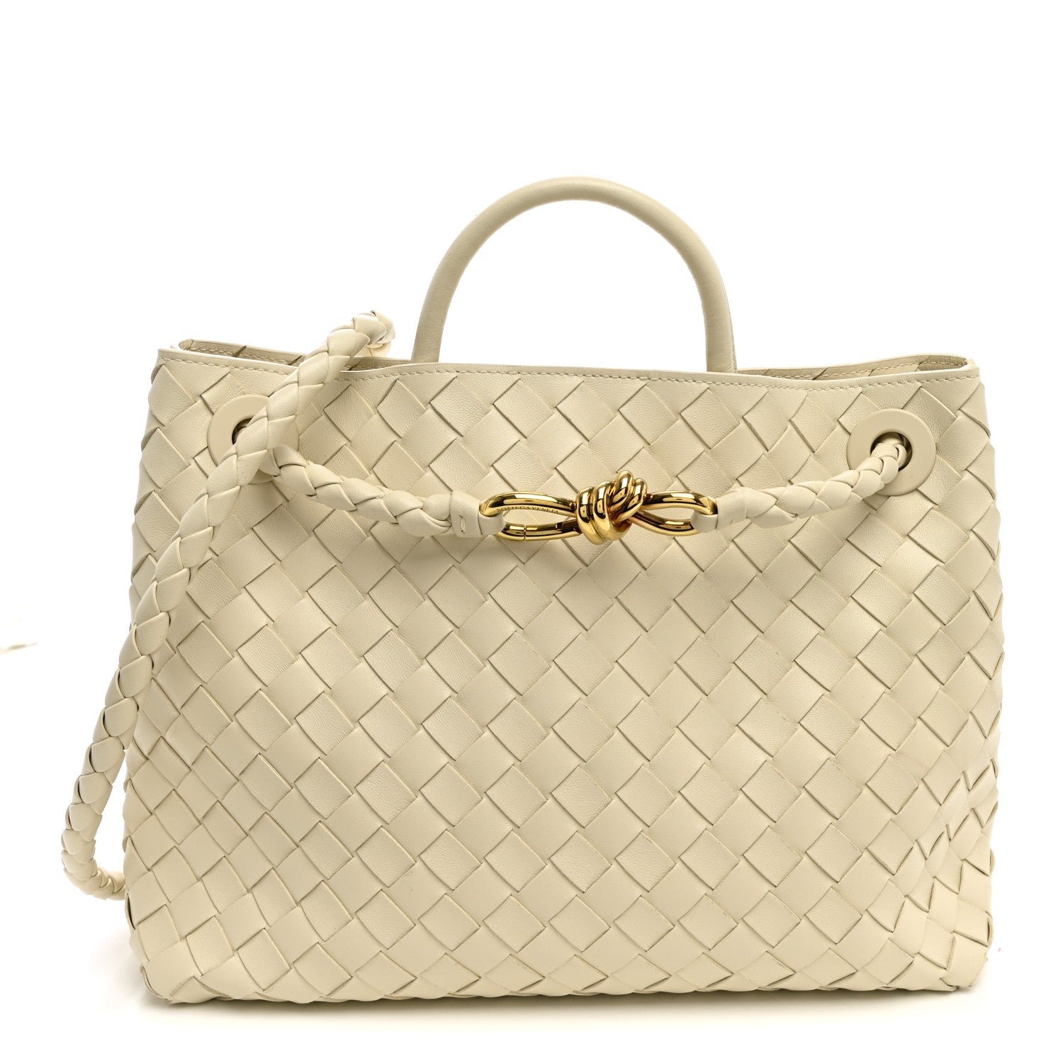 Bottega Veneta Nappa Intrecciato Medium Andiamo Shoulder Bag Sea Salt