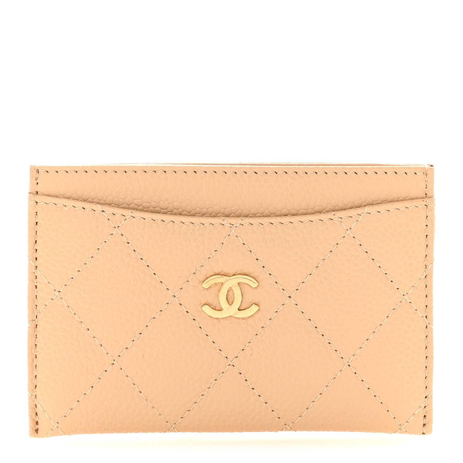 Chanel Caviar Quilted Card Holder Light Beige