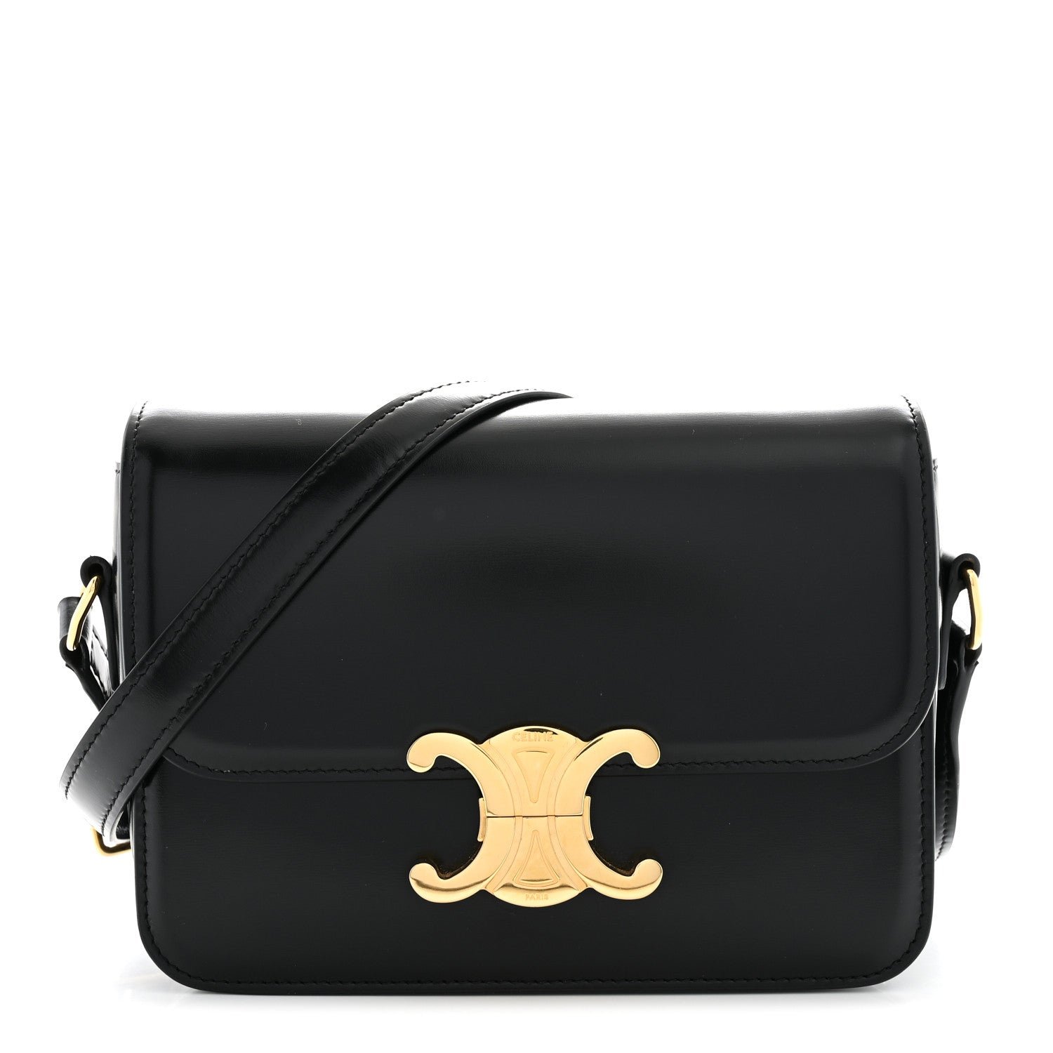 Celine Shiny Calfskin Teen Triomphe Black