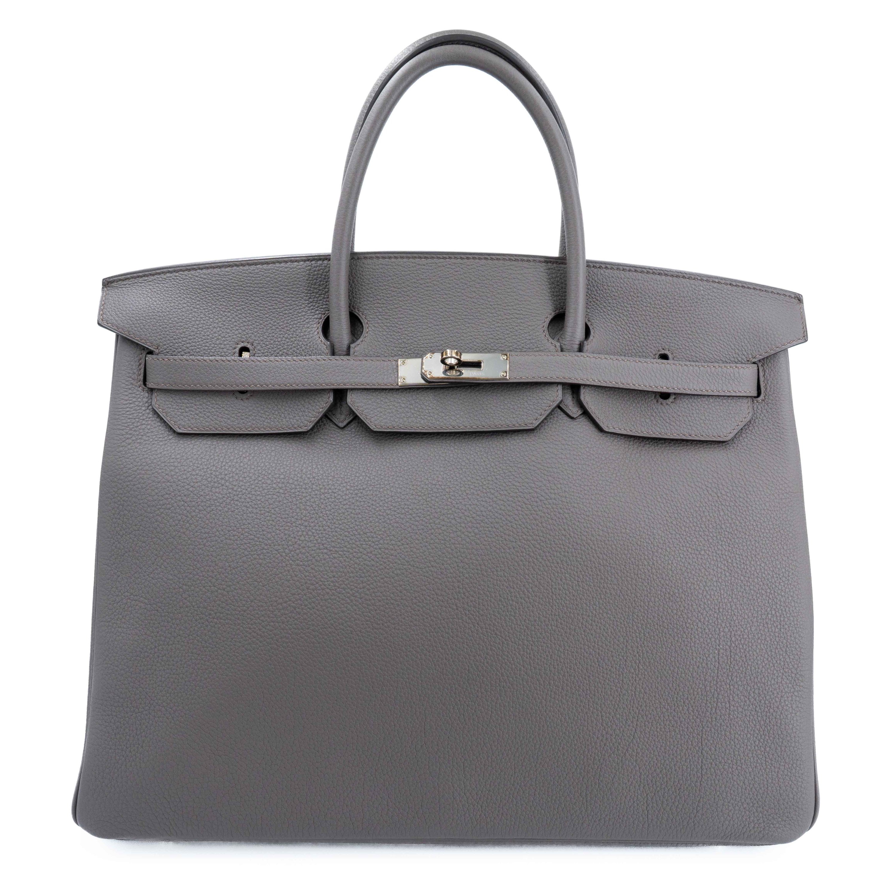 Excellent ( Rank SA ) HERMÈS Birkin 40 Etain (8F) Togo Palladium hardware A (2017)