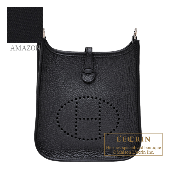 Hermes Evelyne Amazon bag 16/TPM Black Clemence leather Silver hardware Bandouliere 85cm