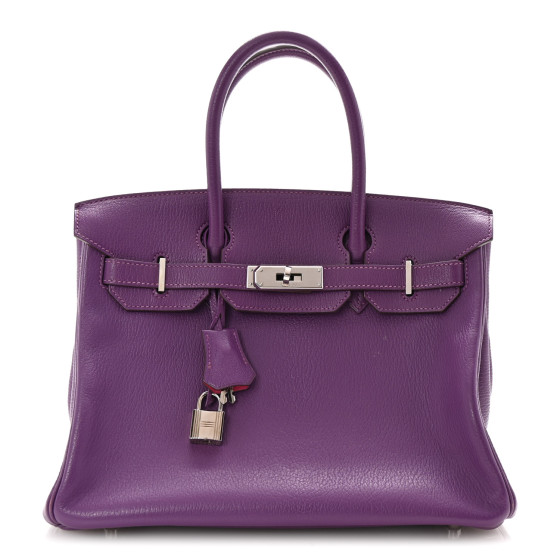 Hermes Chevre de Coromandel Horseshoe Birkin 30 Violet Rose Shocking