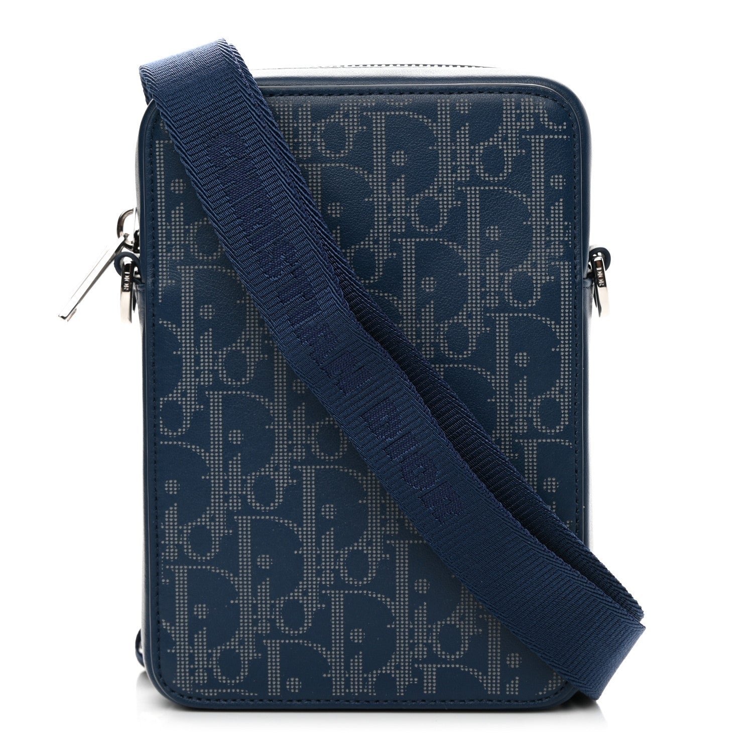 Dior Calfskin Oblique Galaxy Perforated World Tour Messenger Pouch Blue White