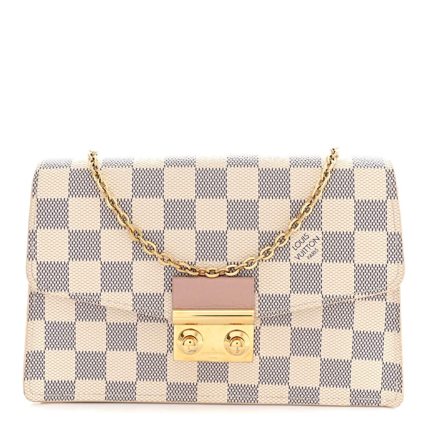 Louis Vuitton Damier Azur Croisette Chain Wallet Rose Ballerine