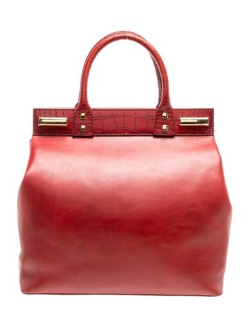Leather Top Handle Bag Large
