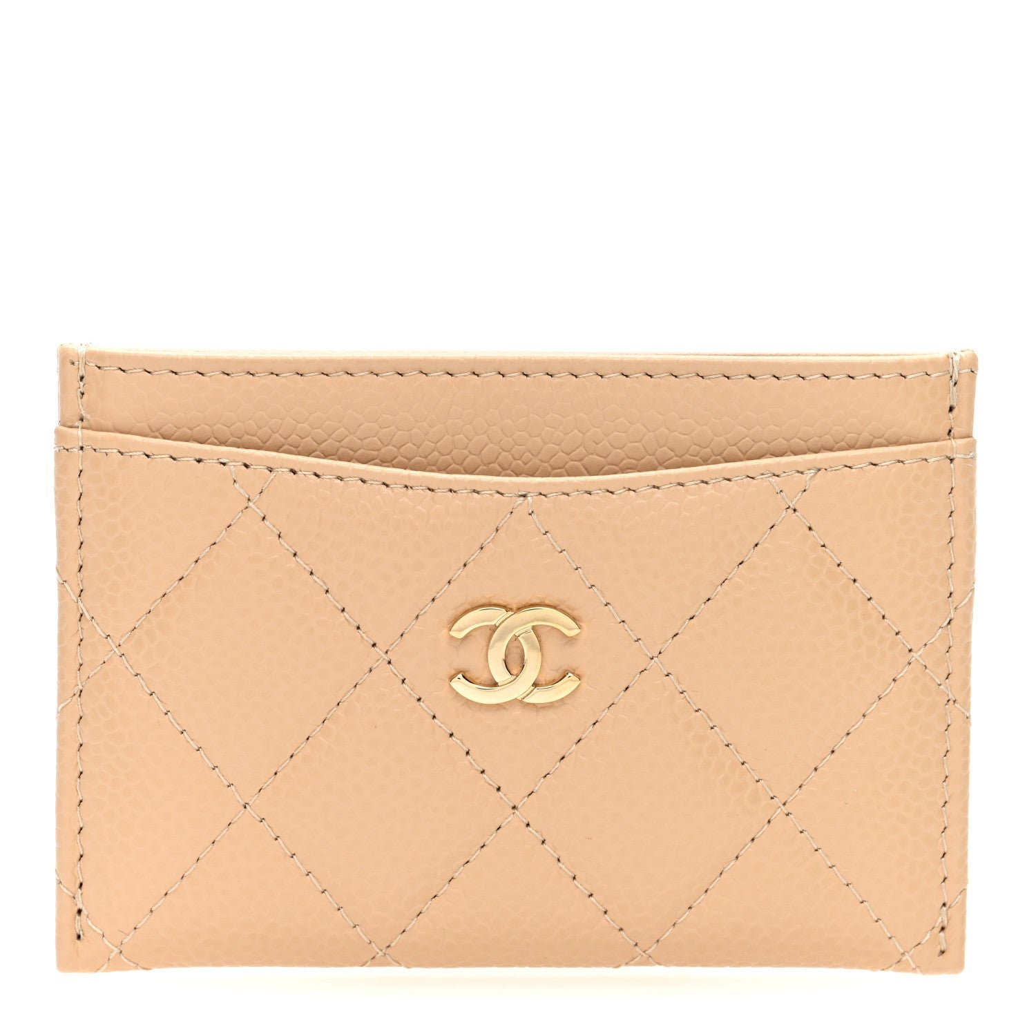 Chanel Caviar Quilted Card Holder Beige