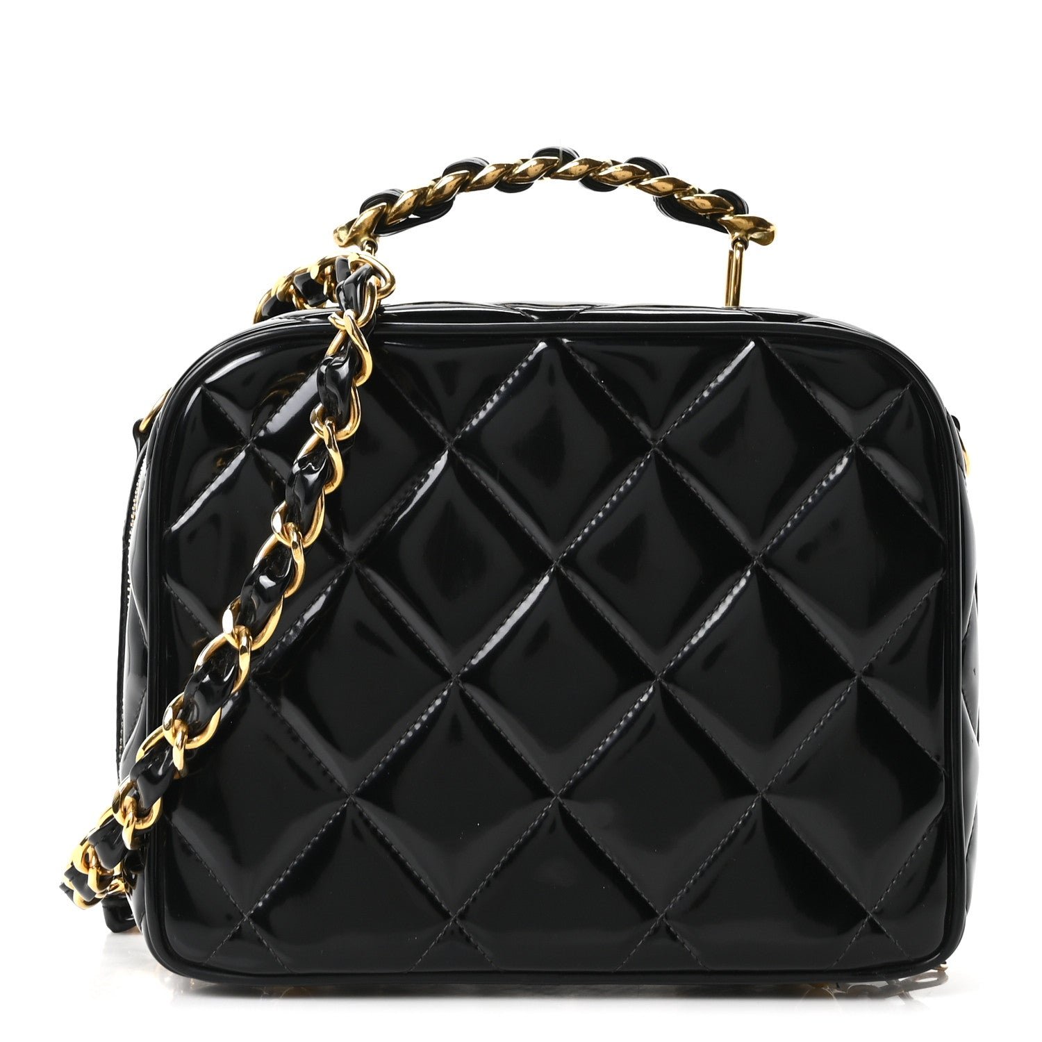 Chanel Patent Quilted Vanity Case Black