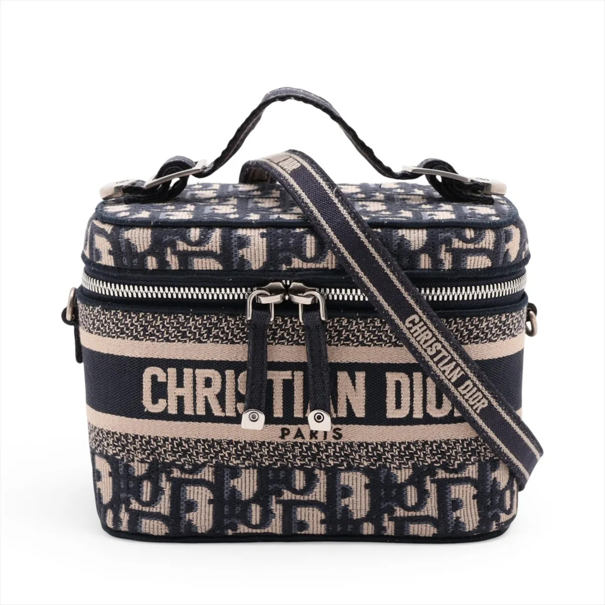 Christian Dior Oblique canvas 2 WAY VANITY BAG Navy Blue