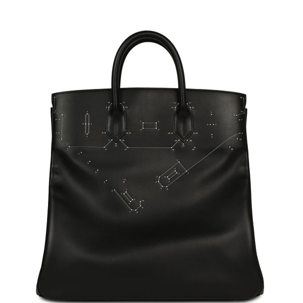 Pre-owned Hermes Birkin HAC a Relier 40 Black Evergrain Palladium Hardware