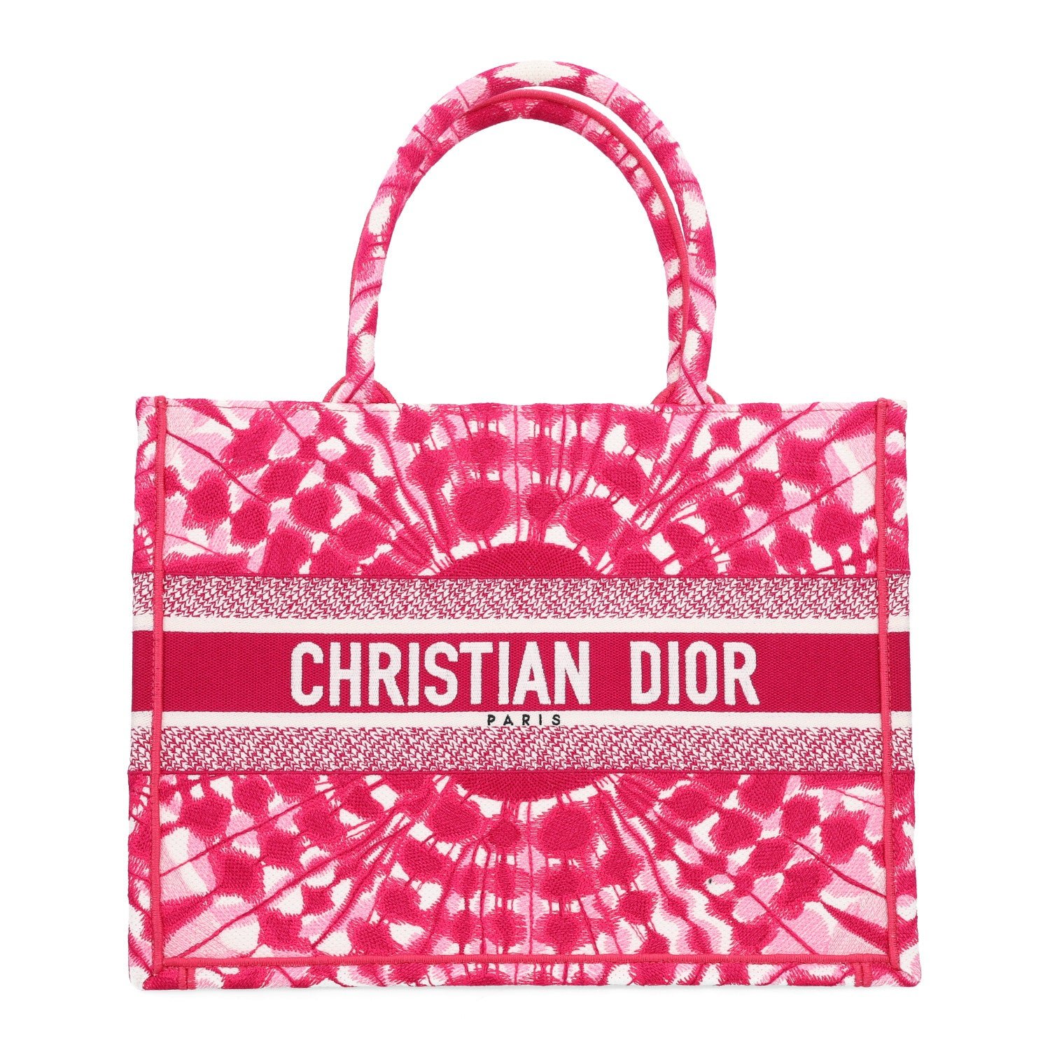 Christian Dior Canvas Embroidered Tie Dye Medium Book Tote Pink