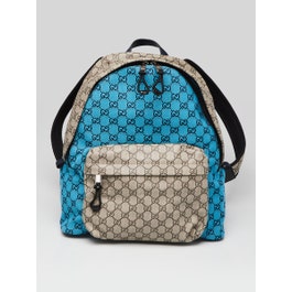 Gucci Blue/Beige GG Coated Canvas Match Medium Backpack Bag