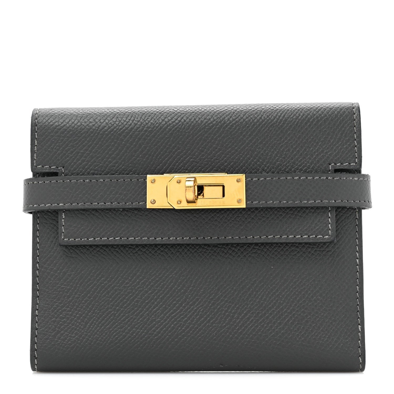Hermes Courchevel Kelly Compact Wallet Graphite