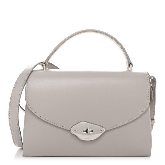 Mulberry High Gloss Calfskin Lana Top Handle Pale Grey