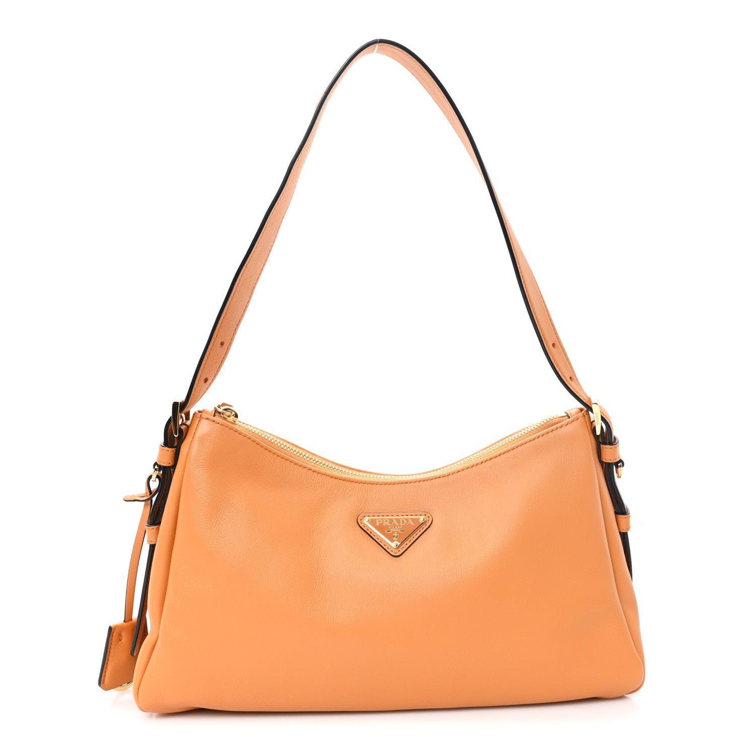 Prada Soft Calfskin Medium Aimee Shoulder Bag Caramel