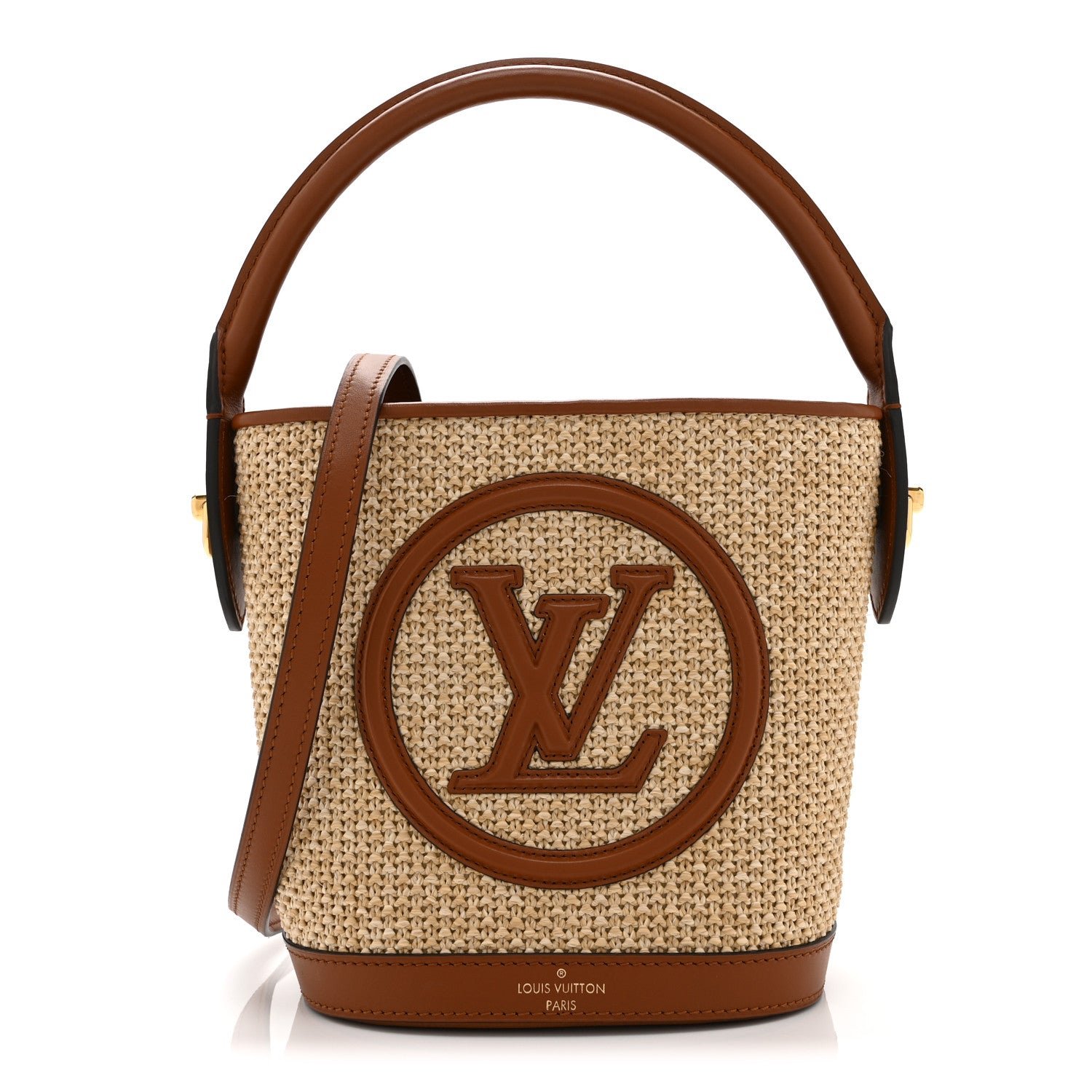 Louis Vuitton Kitted Raffia Petit Bucket Caramel