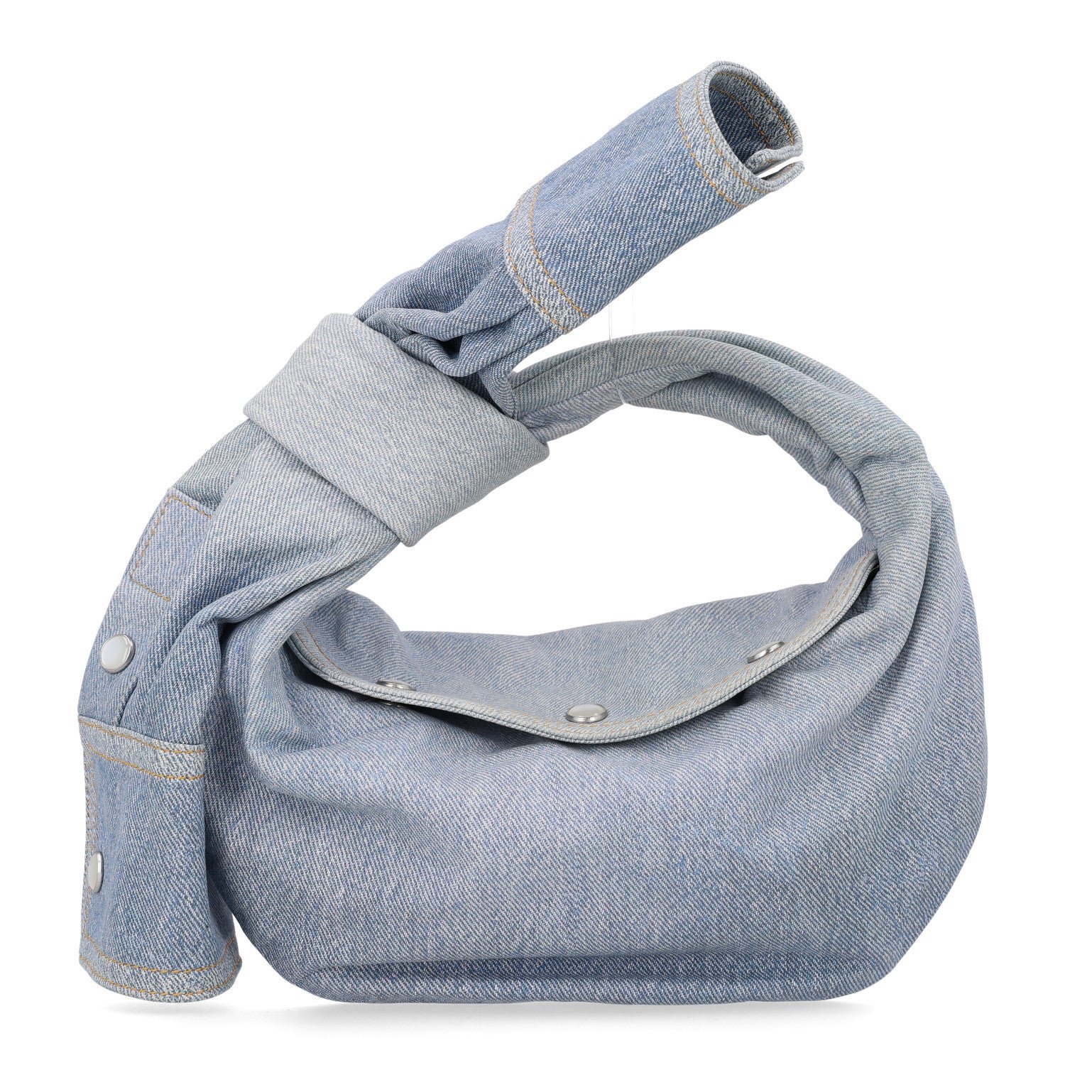 Bottega Veneta Printed Nubuck Denim Shirt Effect Mini Jodie Blue Washed Sunflower Pearl