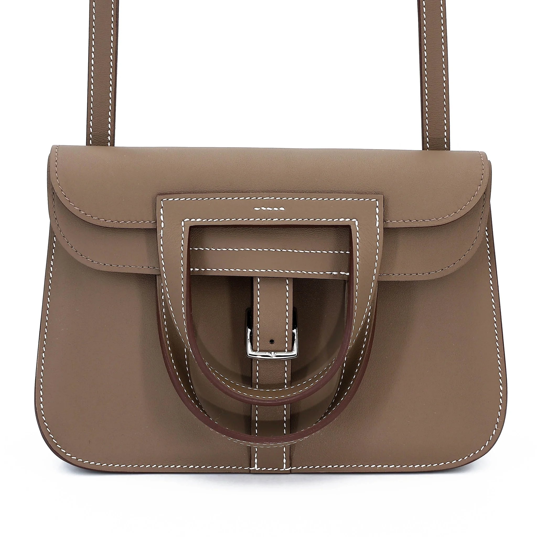 Brand New ( Rank N ) HERMÈS Halzan Mini Etoupe (18) Swift Palladium hardware G (2026)
