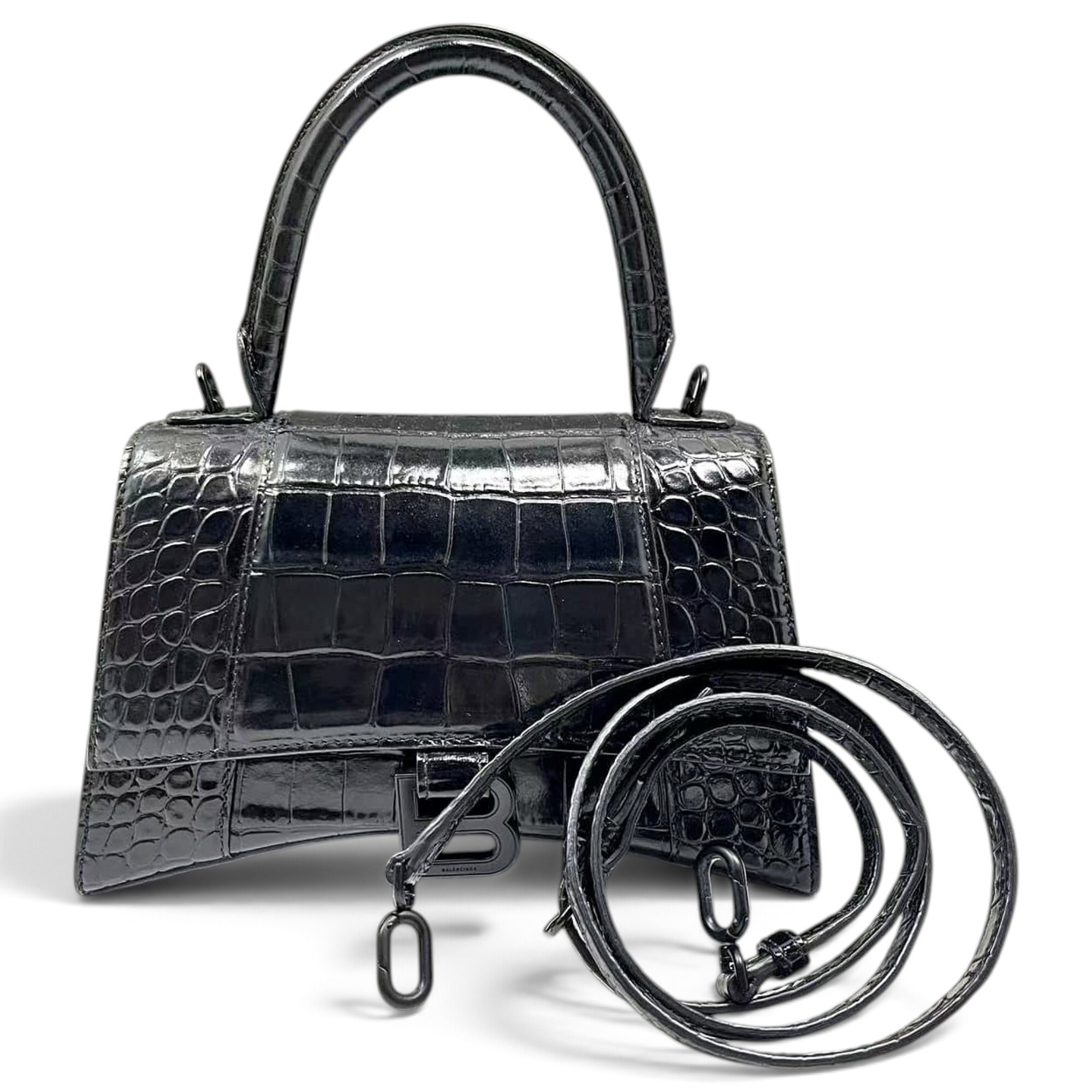 Hourglass leather handbag