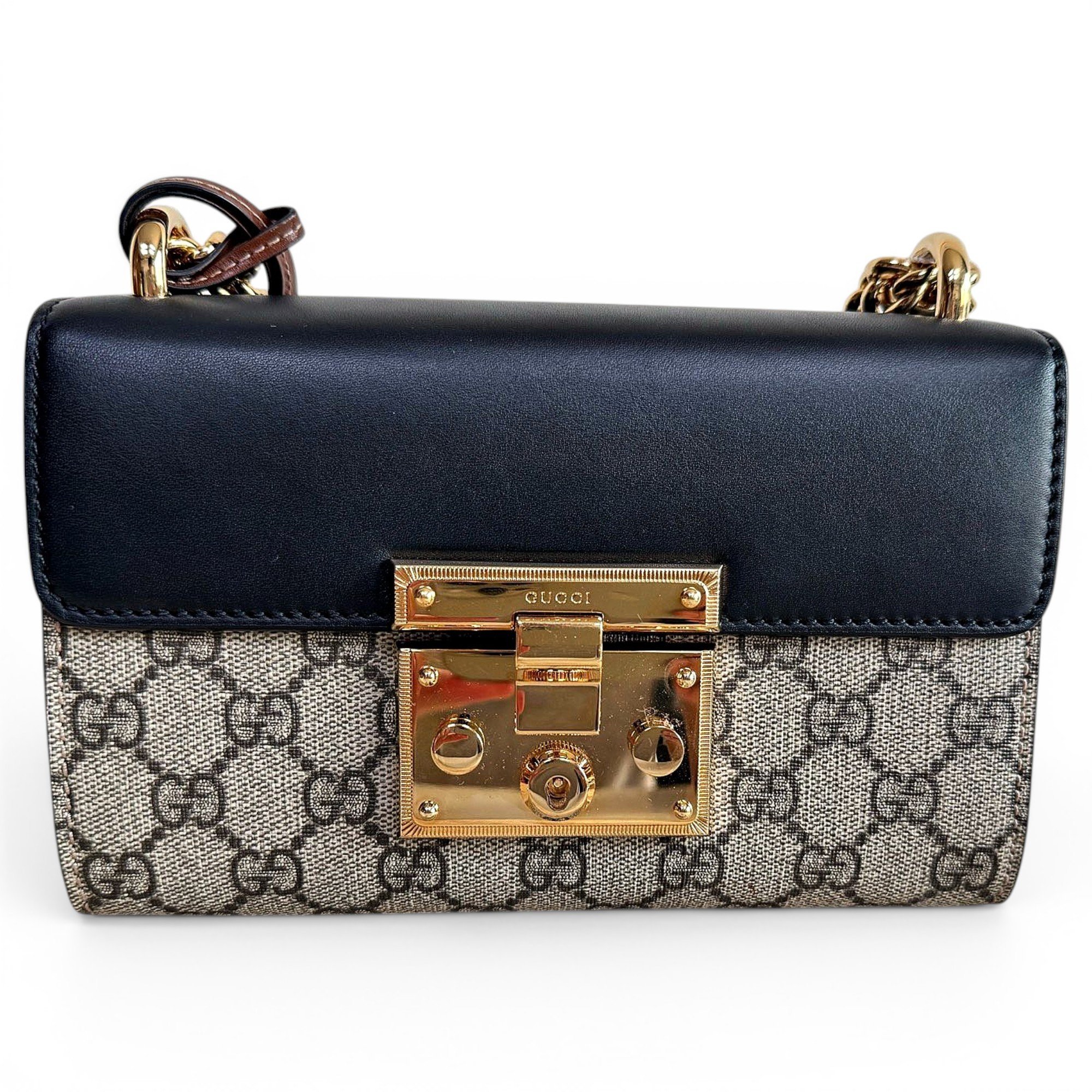 Padlock leather handbag