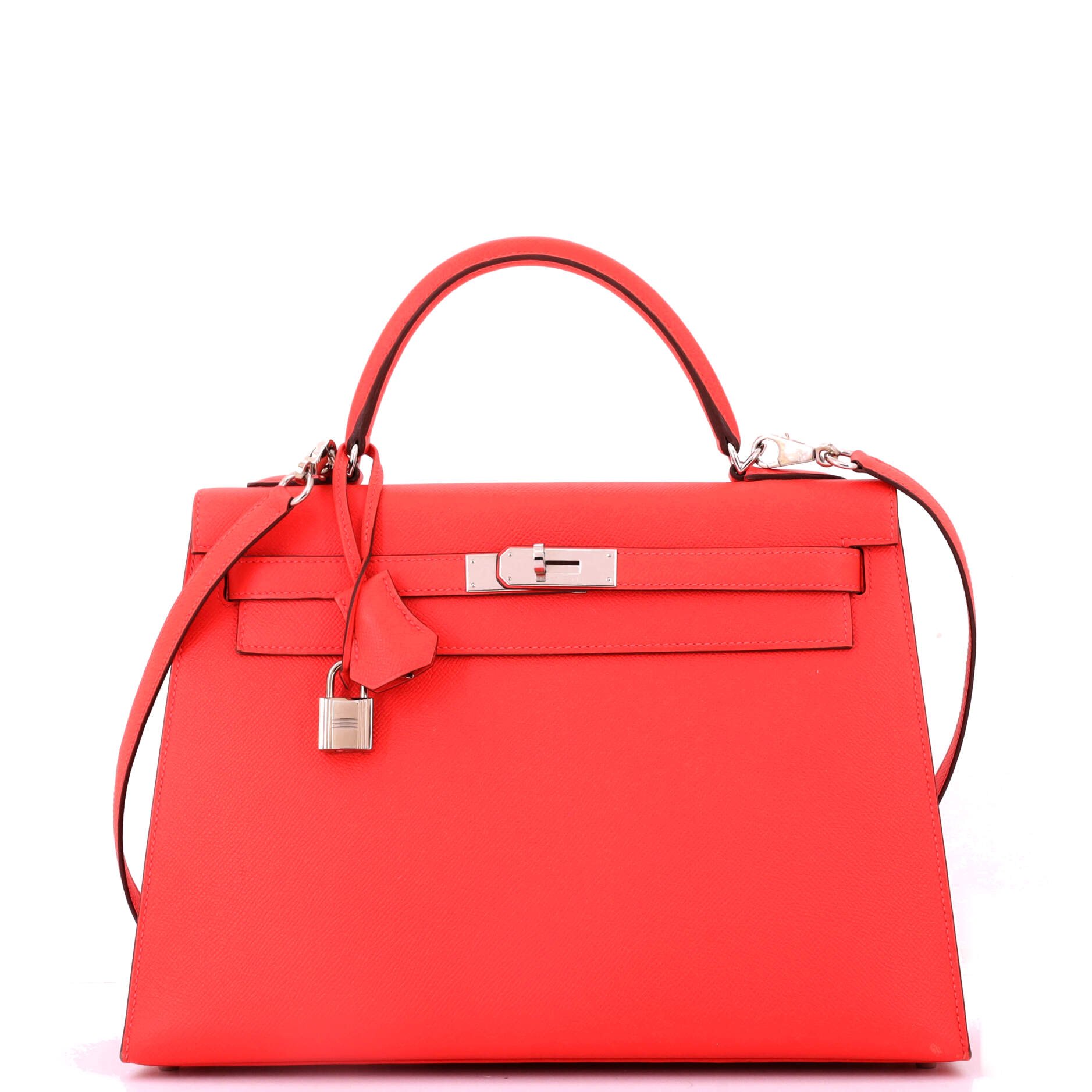 Hermes Kelly Handbag Rouge Pivoine Epsom with Palladium Hardware 32