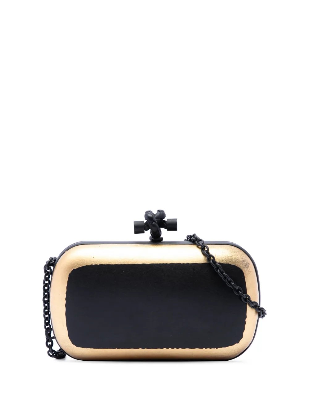 2000-2026 Bicolor Gilded Waxed Leather Knot Clutch with Chain crossbody bag