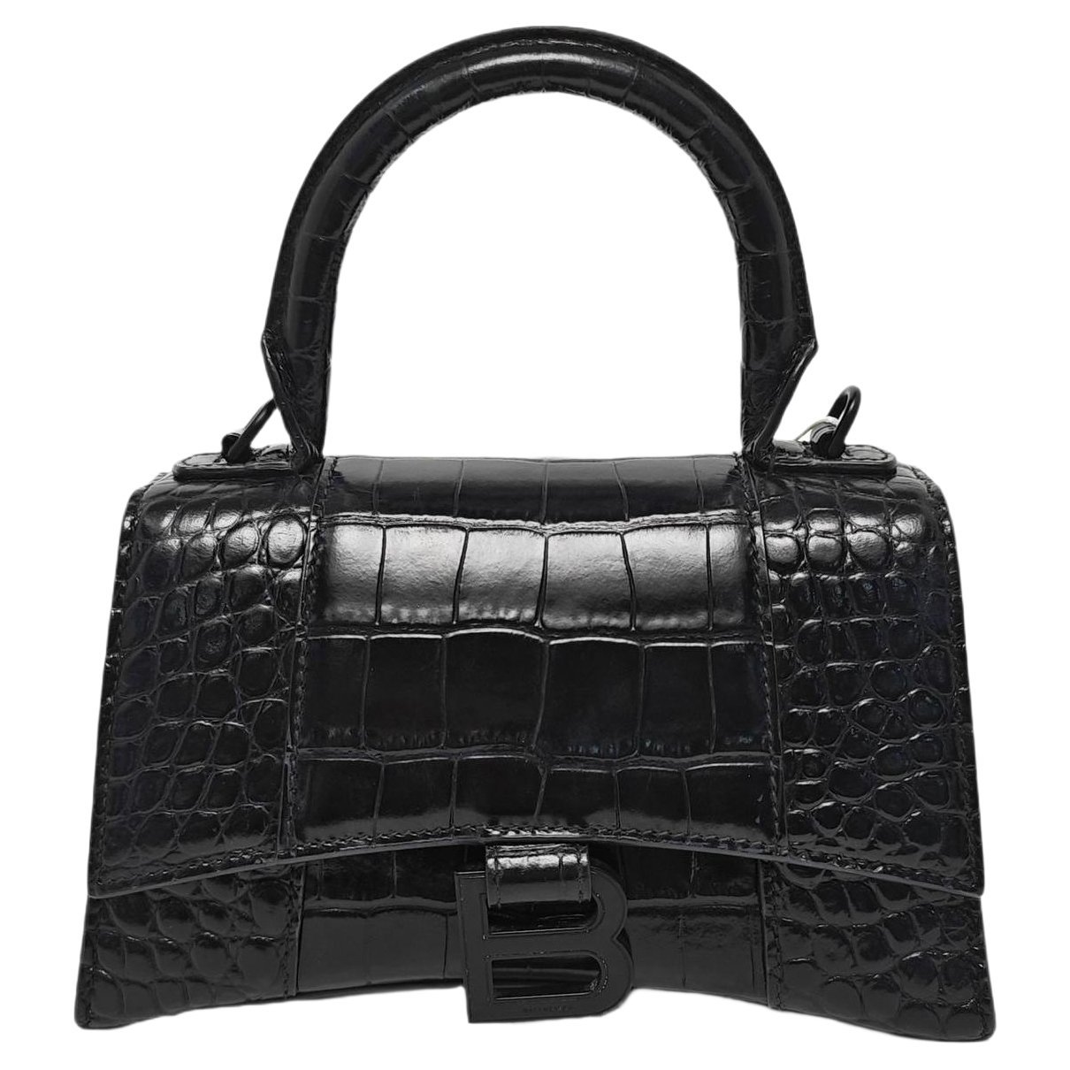 Hourglass leather handbag