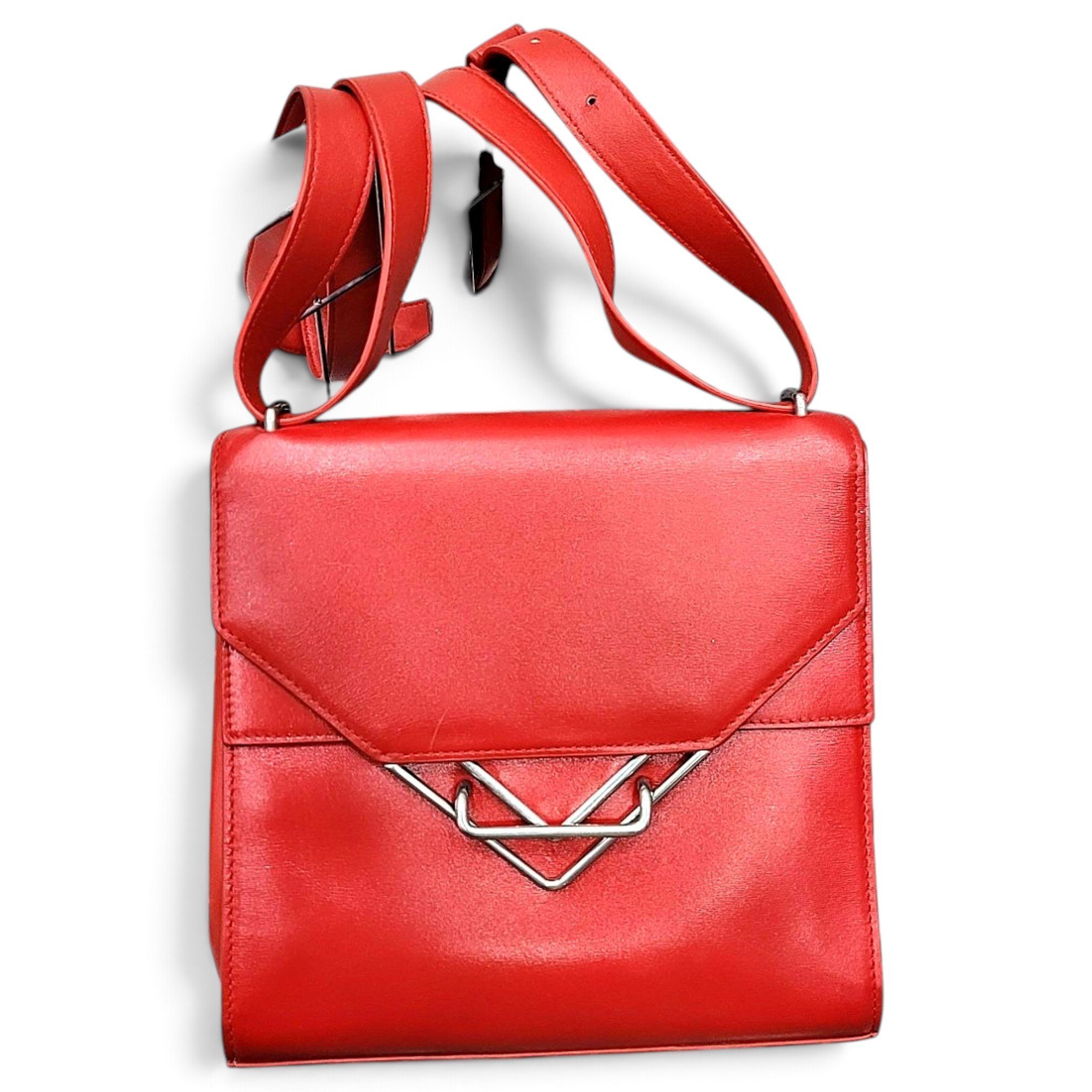 Clip leather handbag