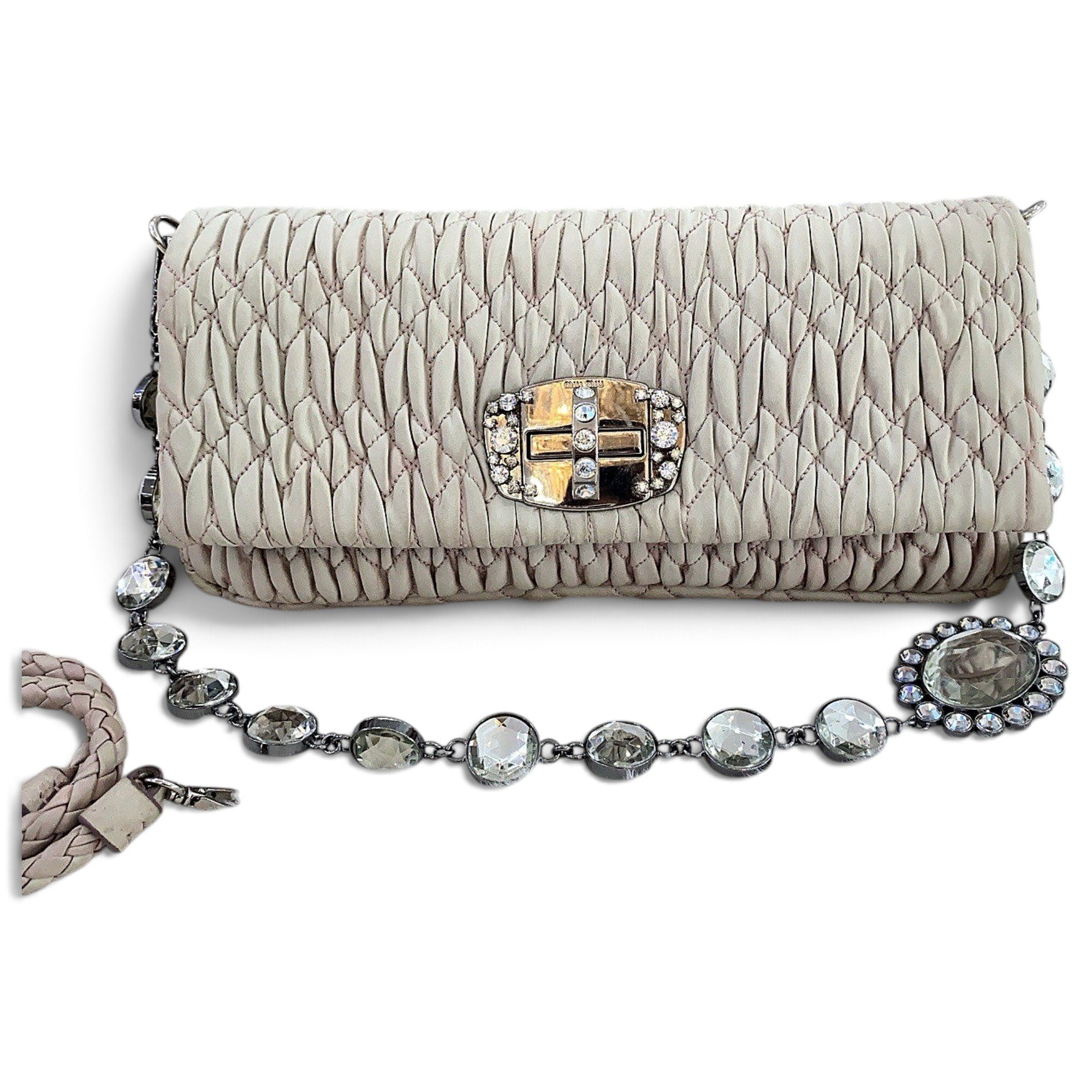 Miu Crystal leather handbag