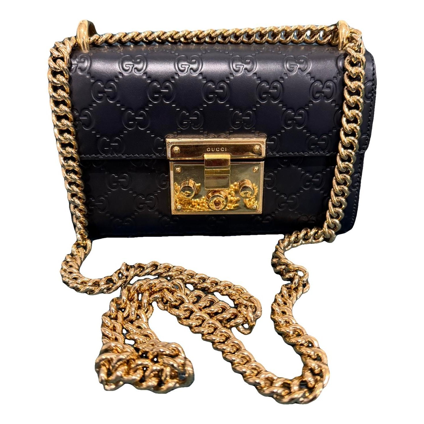Padlock leather handbag
