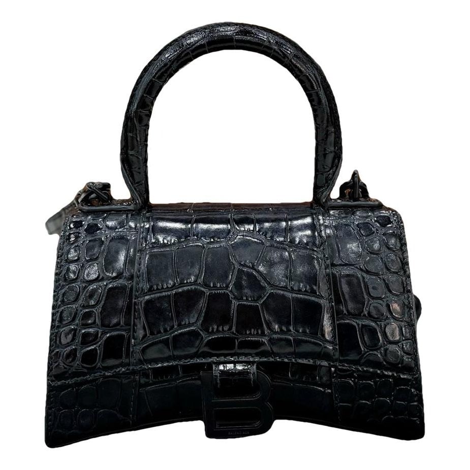 Hourglass leather handbag