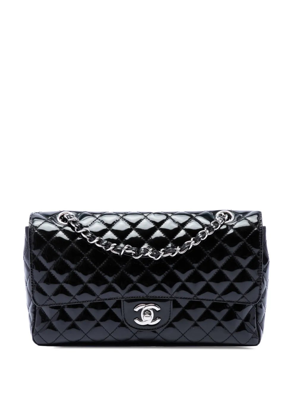 2006-2008 Medium Quilted Patent Secret Label Flap shoulder bag