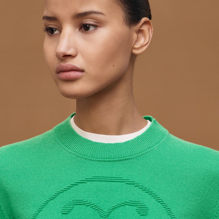 Vert Mélisse Cashmere "H Lift" Long-sleeve Sweater