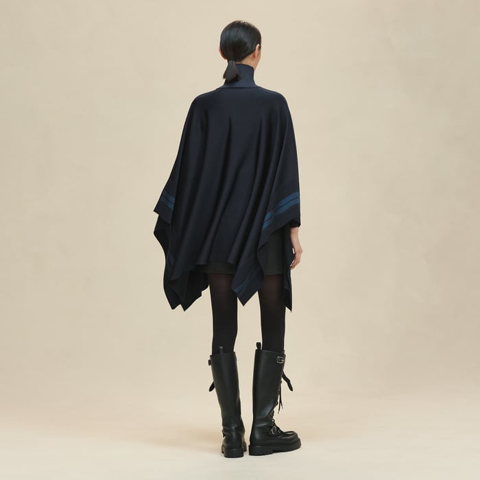 Bleu Noir Bicolor Poncho