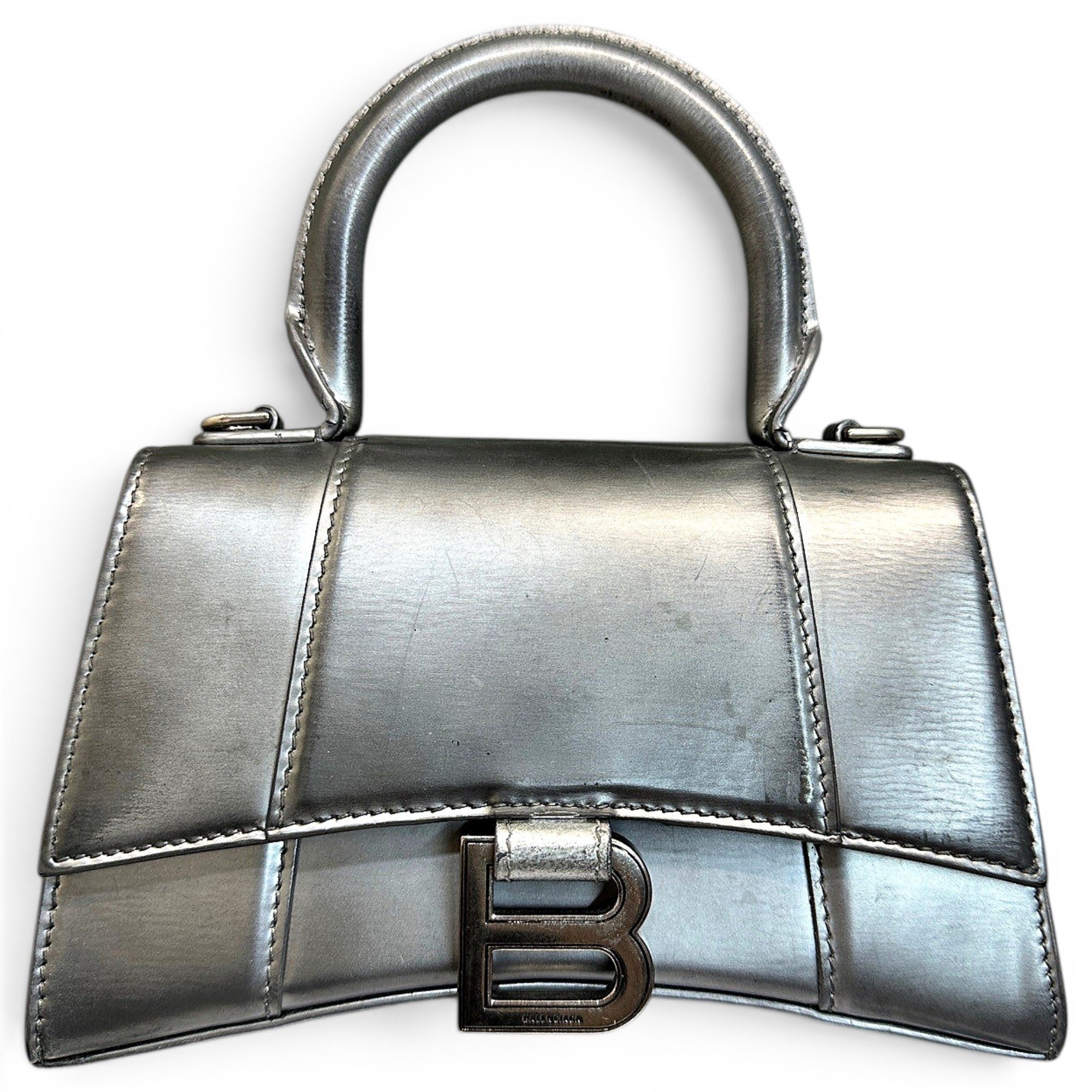 Hourglass leather handbag