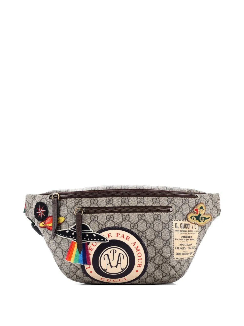 Courrier Zip GG Coated Canvas with Applique belt bag