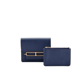 Hermes Blue Nuit Evercolor Roulis Slim Wallet Permabrass Hardware, 2022