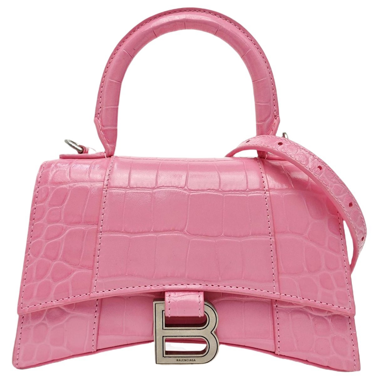 Hourglass leather handbag