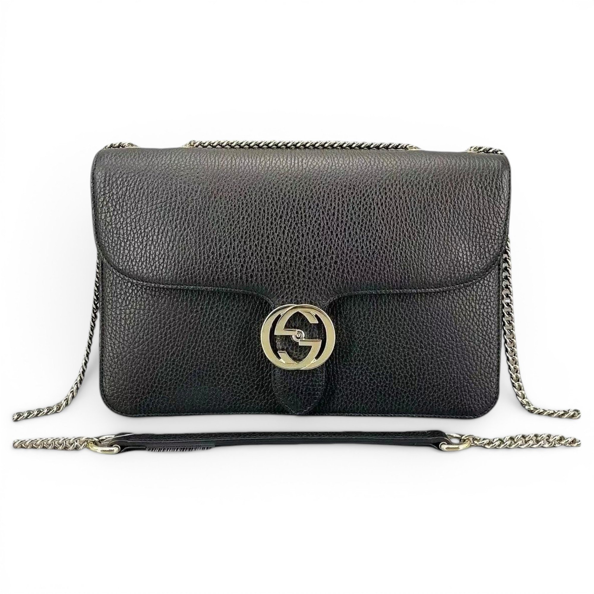 Interlocking leather handbag