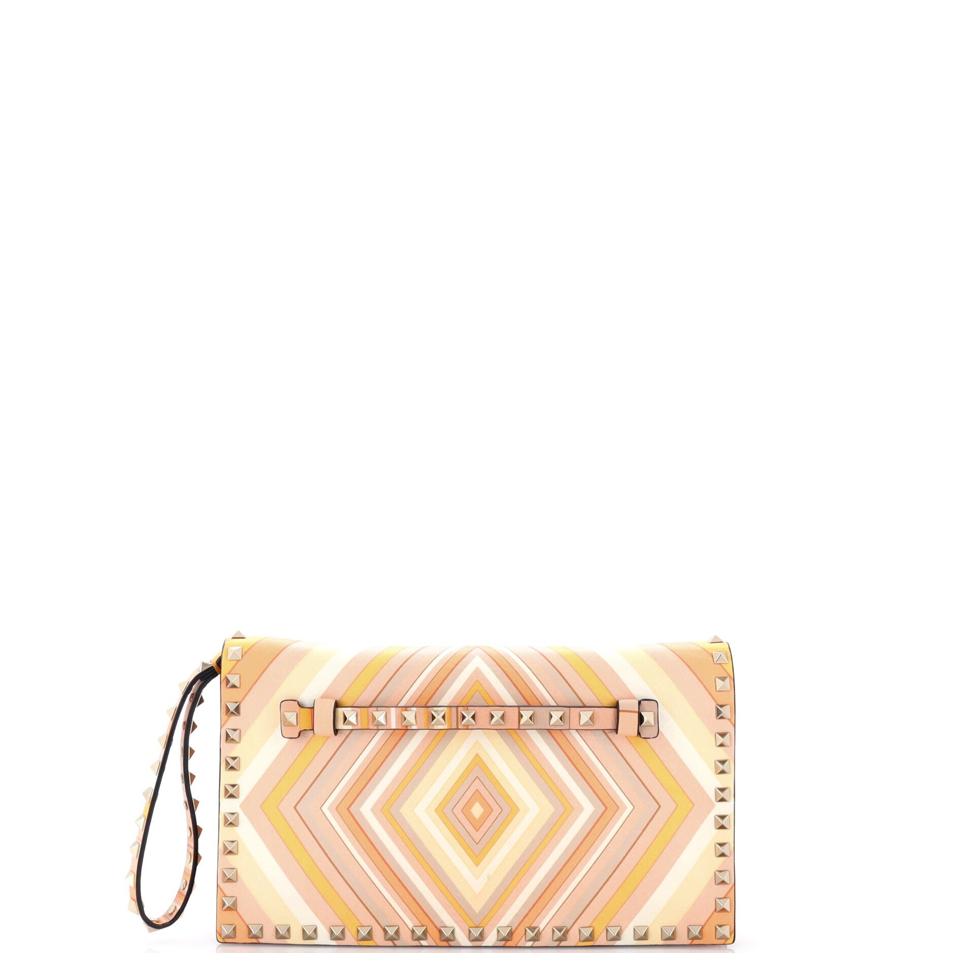 Valentino Garavani 1973 Rockstud Flap Clutch Striped Leather